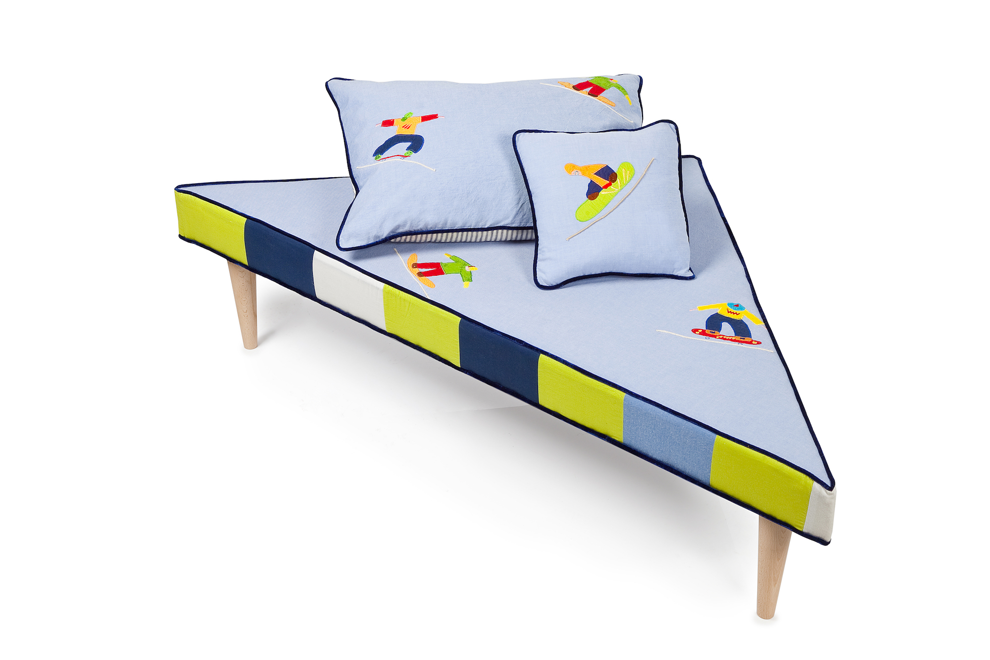 Triangular Skateboard Footstool with matching Cushions