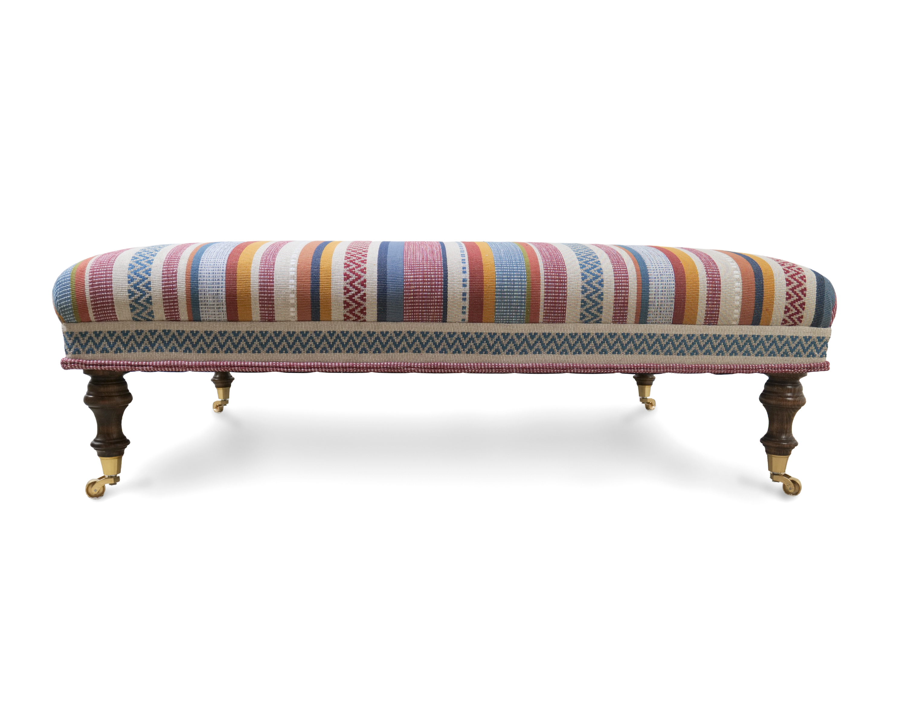 Overstuffed Ottoman with Decorative Border Trim and Piping