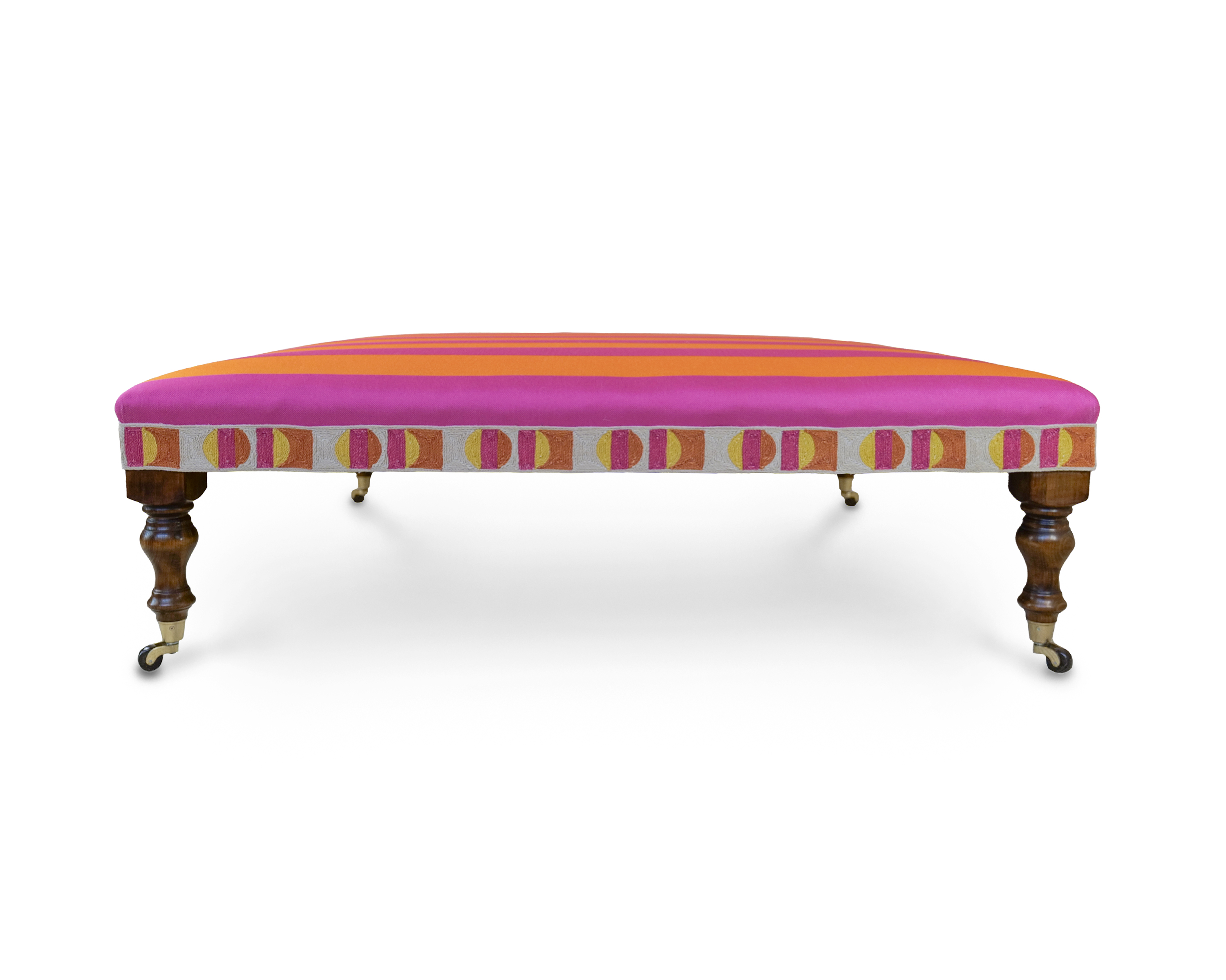 Slender Ottoman with Pop Art Decorative Trim