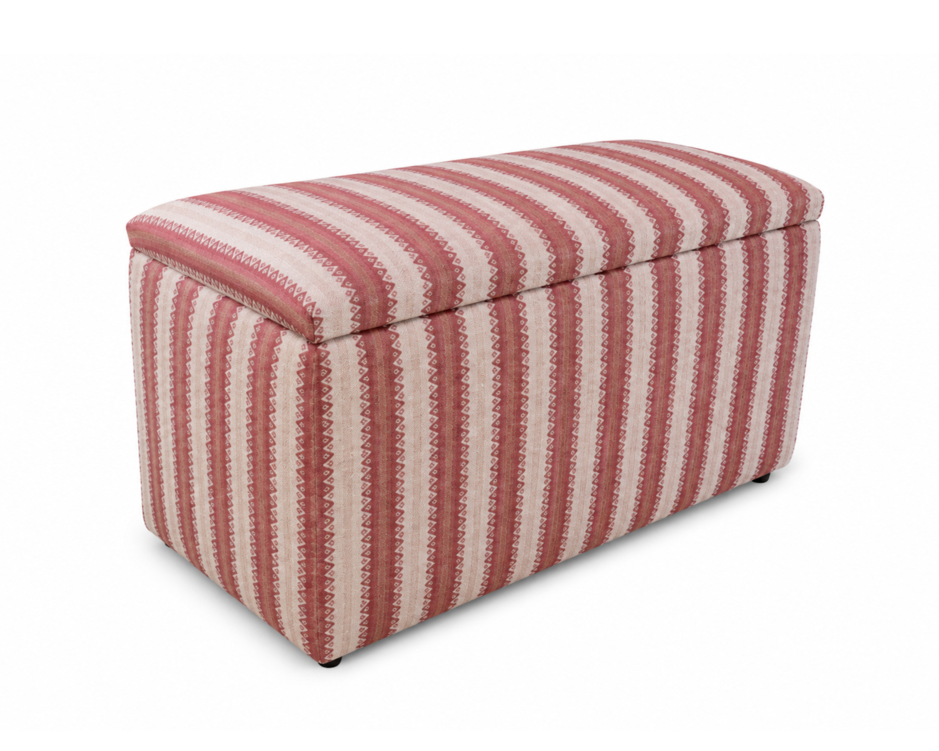 Padded Blanket Box at Seat Height for a Music Room with Internal Ticking Stripe Lining and Castors