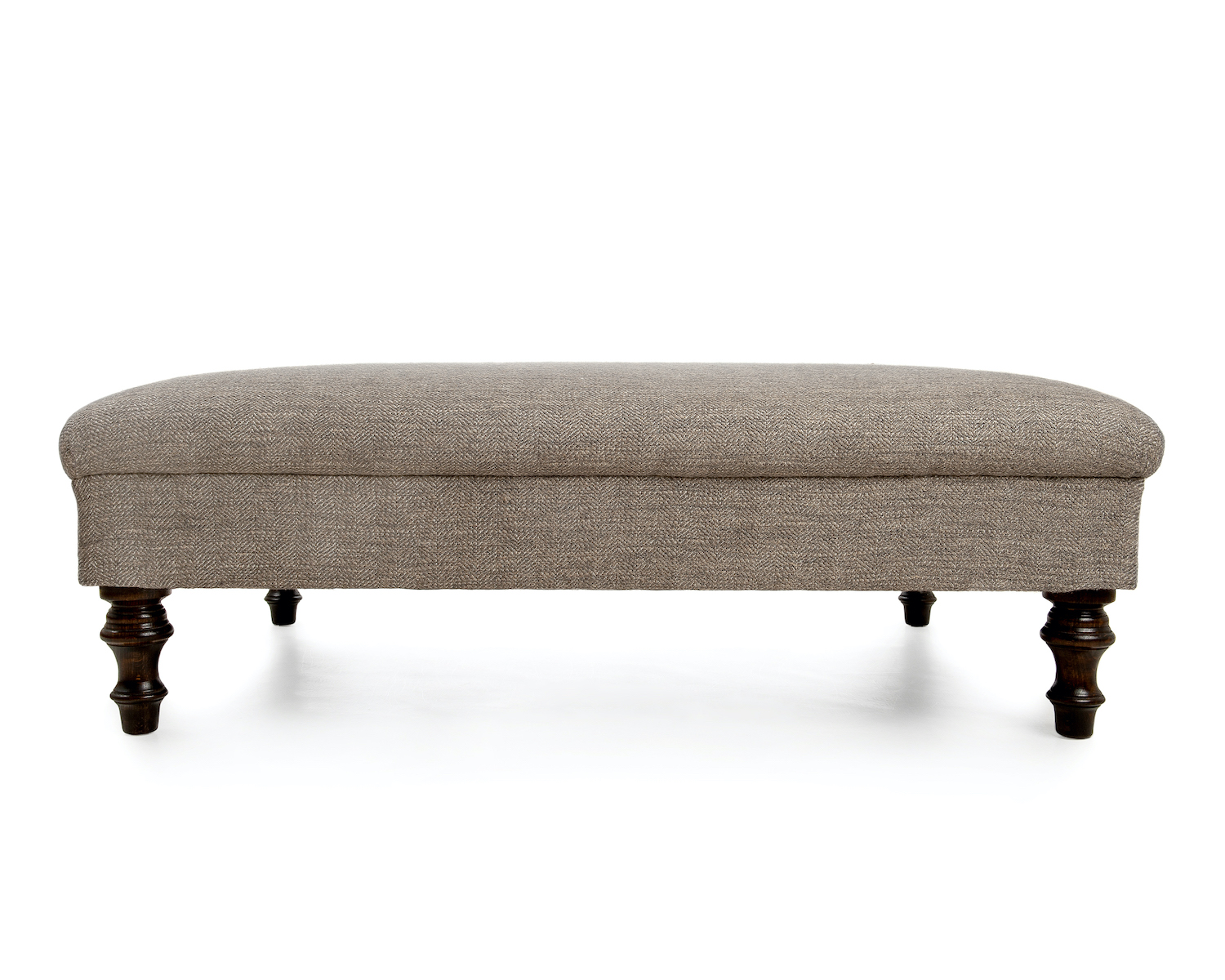 Classic and Simple Lined Roll Top Footstool with Walnut Turned Legs