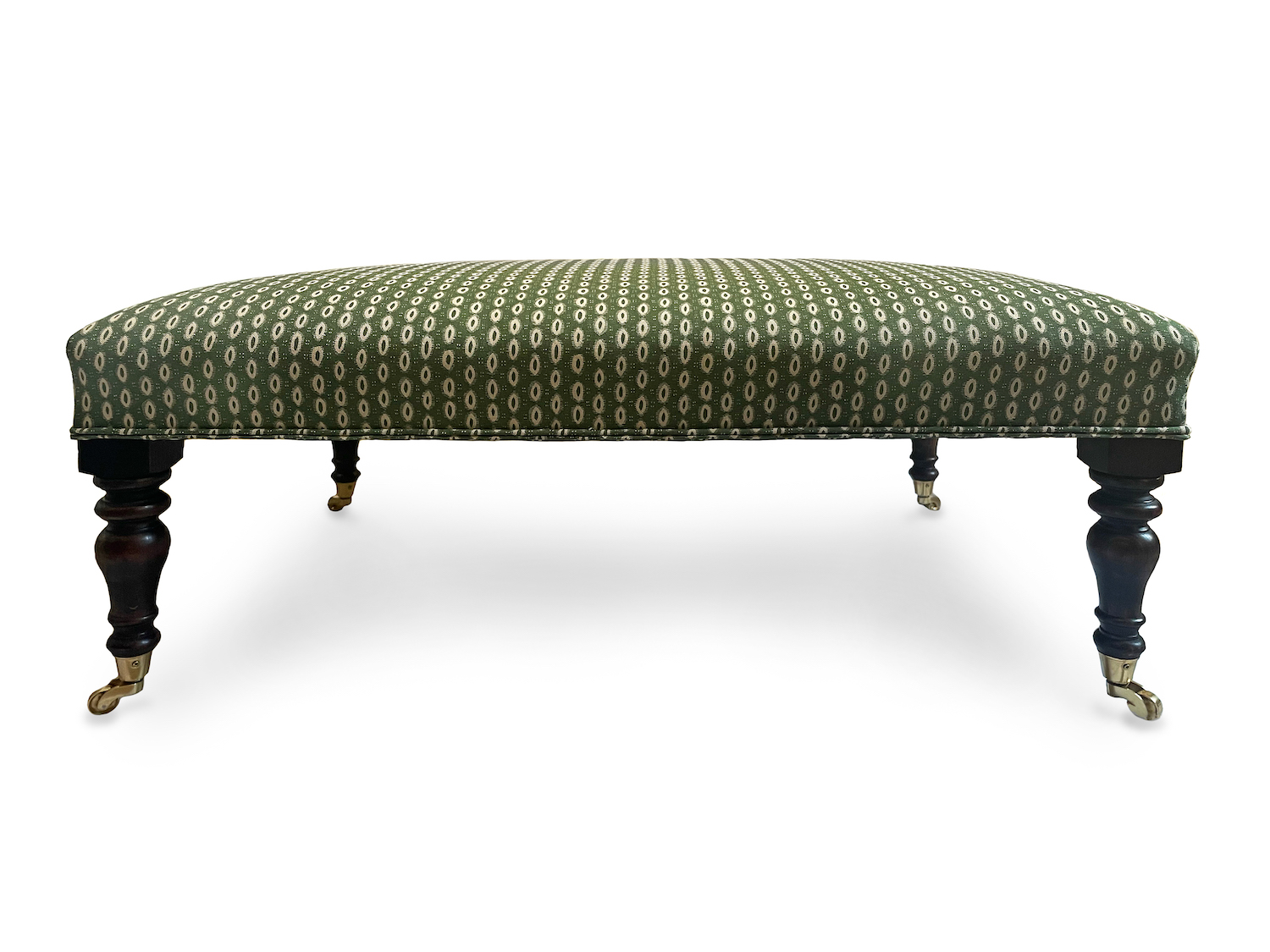 Traditional Narrow Wrapover Footstool with Turned Legs and Castors