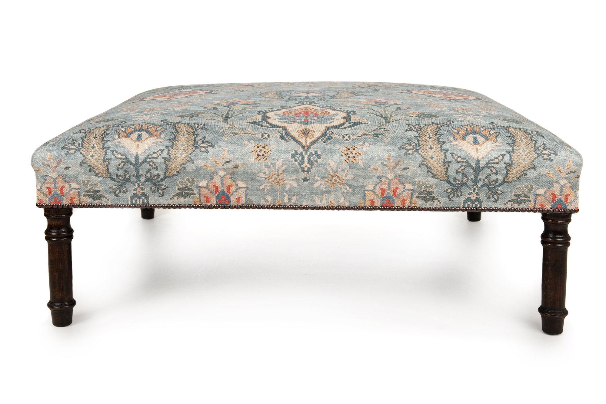 Narrow Border Table Stool with Antique Stud Detailing