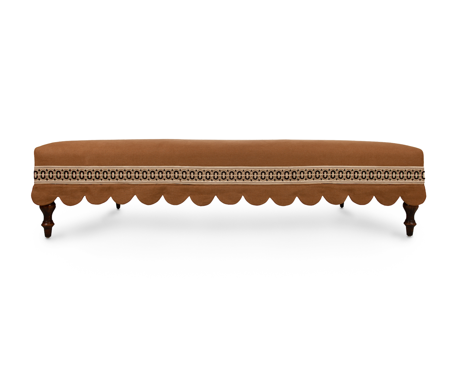 Napprow Wrapover Footstool with Trim and Scallop Edge